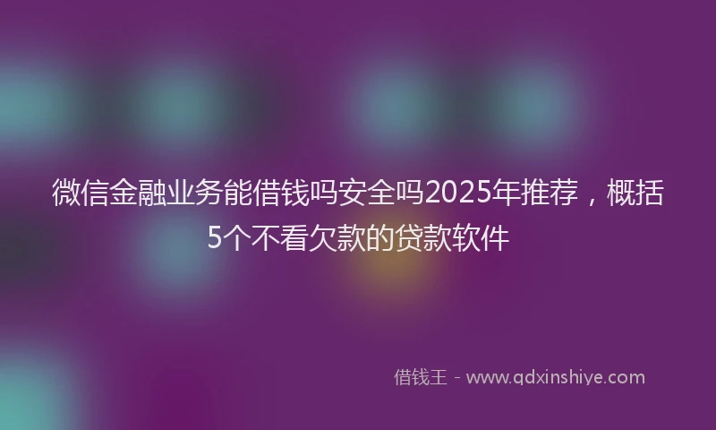 微信金融业务能借钱吗安全吗2025年推荐，概括5个不看欠款的贷款软件