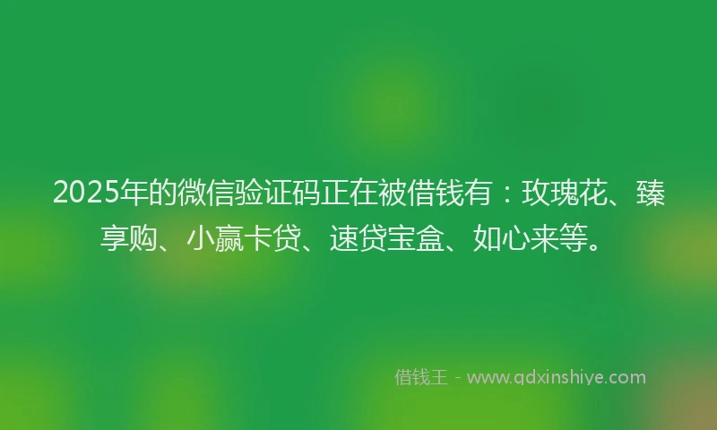 2025年的微信验证码正在被借钱有：玫瑰花、臻享购、小赢卡贷、速贷宝盒、如心来等。