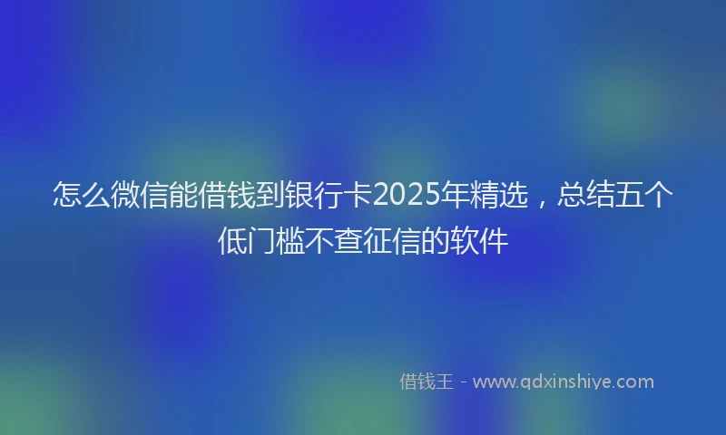 怎么微信能借钱到银行卡2025年精选，总结五个低门槛不查征信的软件