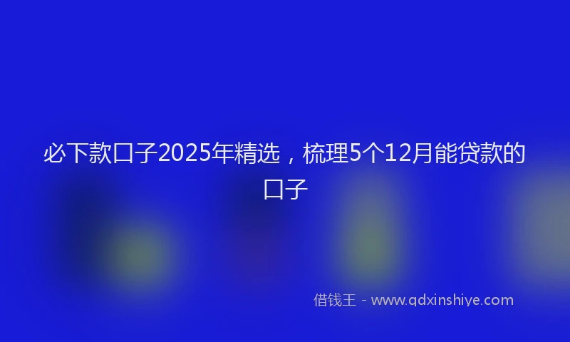 必下款口子2025年精选，梳理5个12月能贷款的口子