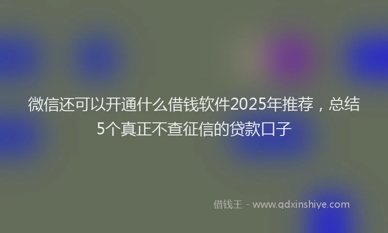 微信还可以开通什么借钱软件2025年推荐，总结5个真正不查征信的贷款口子