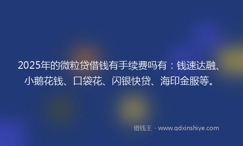 2025年的微粒贷借钱有手续费吗有：钱速达融、小鹅花钱、口袋花、闪银快贷、海印金服等。