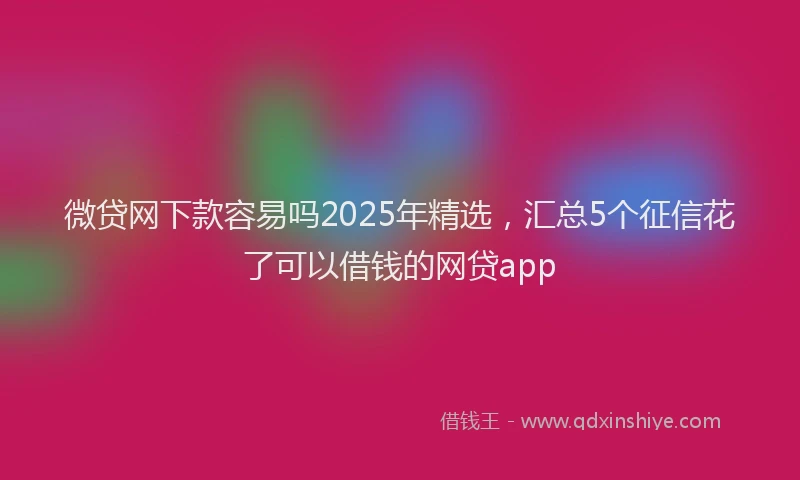 微贷网下款容易吗2025年精选，汇总5个征信花了可以借钱的网贷app