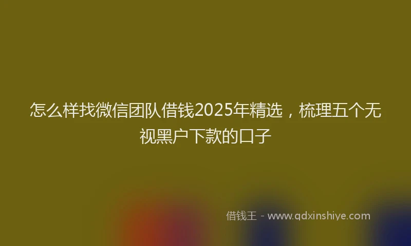 怎么样找微信团队借钱2025年精选，梳理五个无视黑户下款的口子
