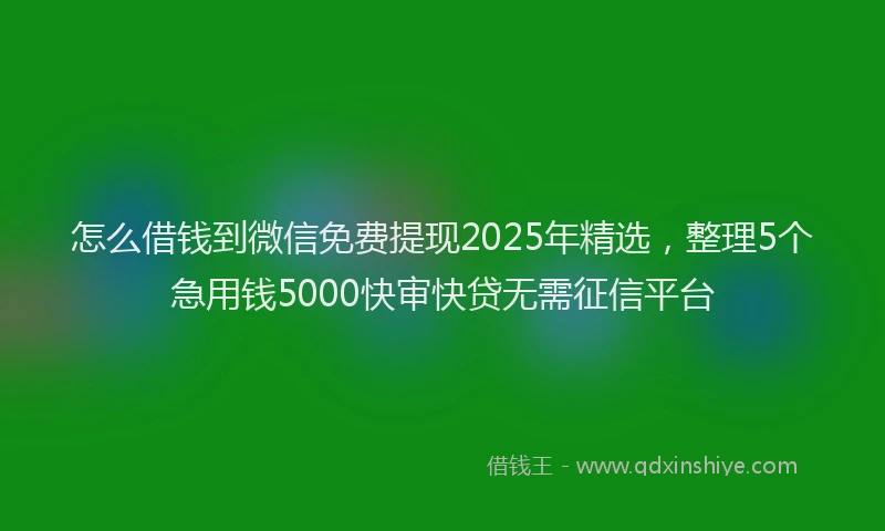 怎么借钱到微信免费提现2025年精选，整理5个急用钱5000快审快贷无需征信平台