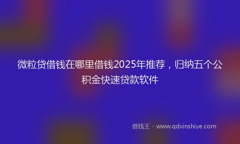 微粒贷借钱在哪里借钱2025年推荐，归纳五个公积金快速贷款软件