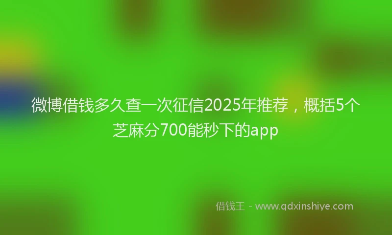 微博借钱多久查一次征信2025年推荐，概括5个芝麻分700能秒下的app