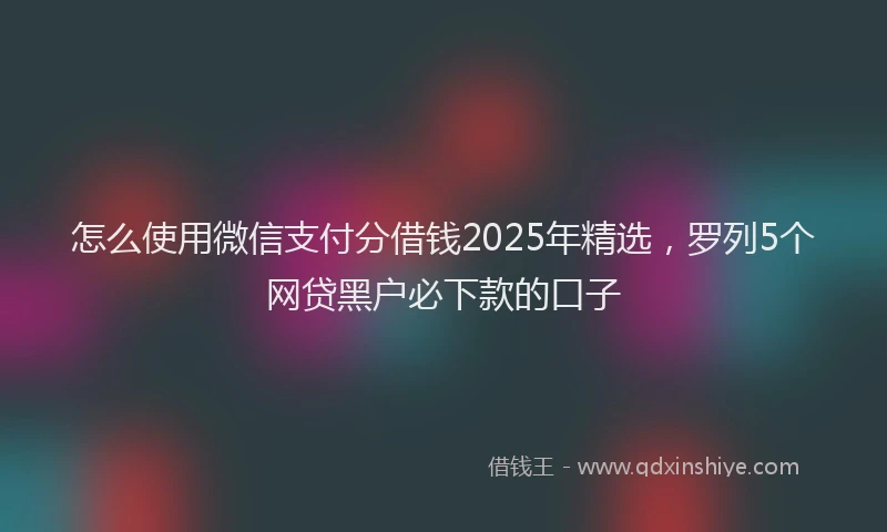 怎么使用微信支付分借钱2025年精选，罗列5个网贷黑户必下款的口子