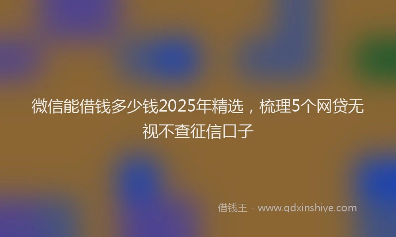 微信能借钱多少钱2025年精选，梳理5个网贷无视不查征信口子