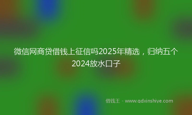 微信网商贷借钱上征信吗2025年精选，归纳五个2024放水口子