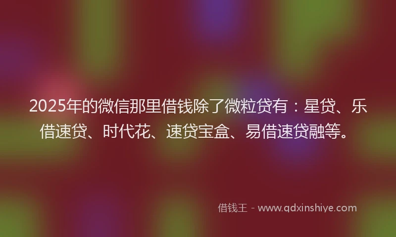 2025年的微信那里借钱除了微粒贷有：星贷、乐借速贷、时代花、速贷宝盒、易借速贷融等。