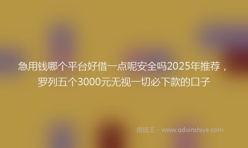 急用钱哪个平台好借一点呢安全吗2025年推荐，罗列五个3000元无视一切必下款的口子
