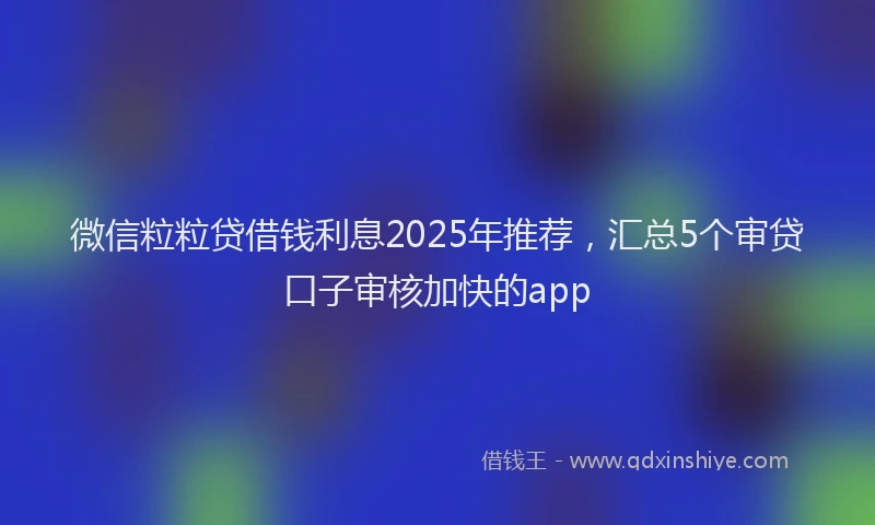 微信粒粒贷借钱利息2025年推荐，汇总5个审贷口子审核加快的app