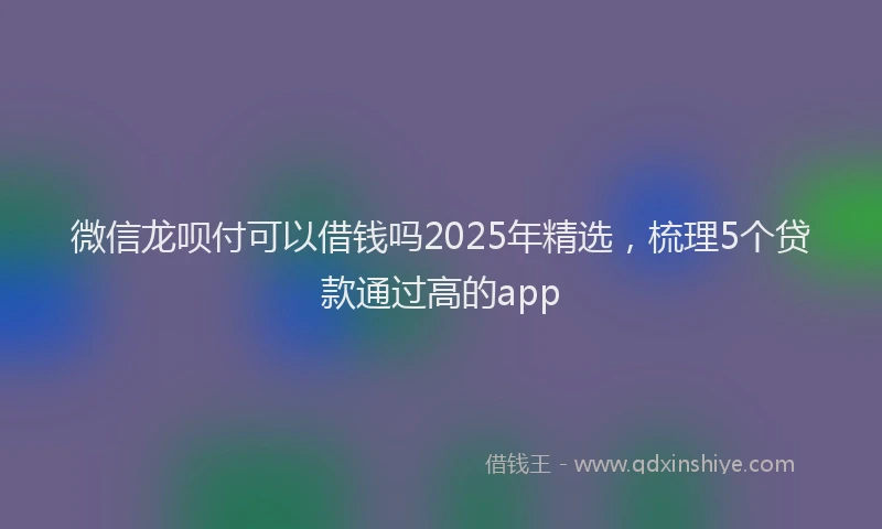 微信龙呗付可以借钱吗2025年精选，梳理5个贷款通过高的app