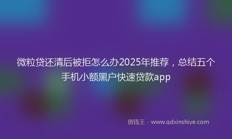 微粒贷还清后被拒怎么办2025年推荐，总结五个手机小额黑户快速贷款app