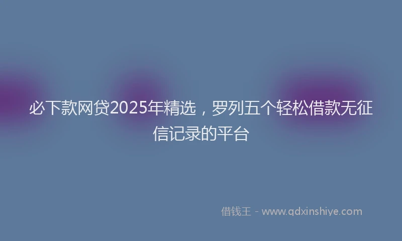 必下款网贷2025年精选，罗列五个轻松借款无征信记录的平台