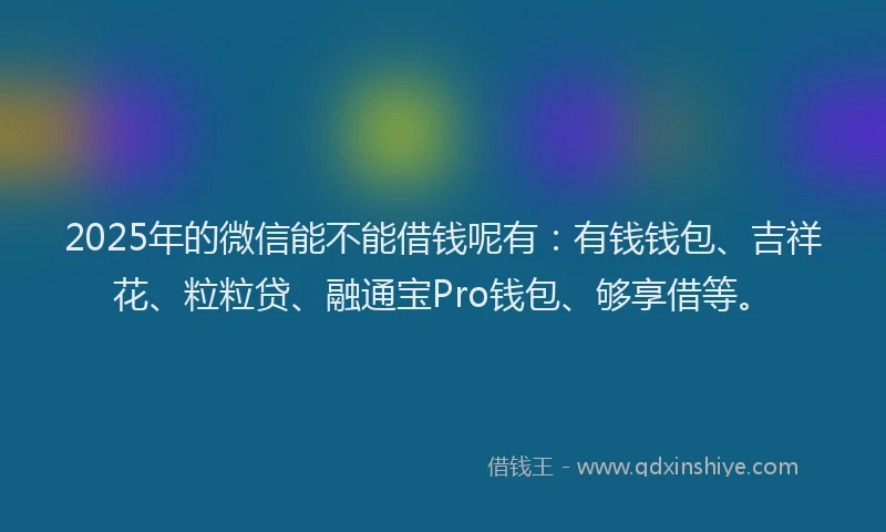 2025年的微信能不能借钱呢有：有钱钱包、吉祥花、粒粒贷、融通宝Pro钱包、够享借等。