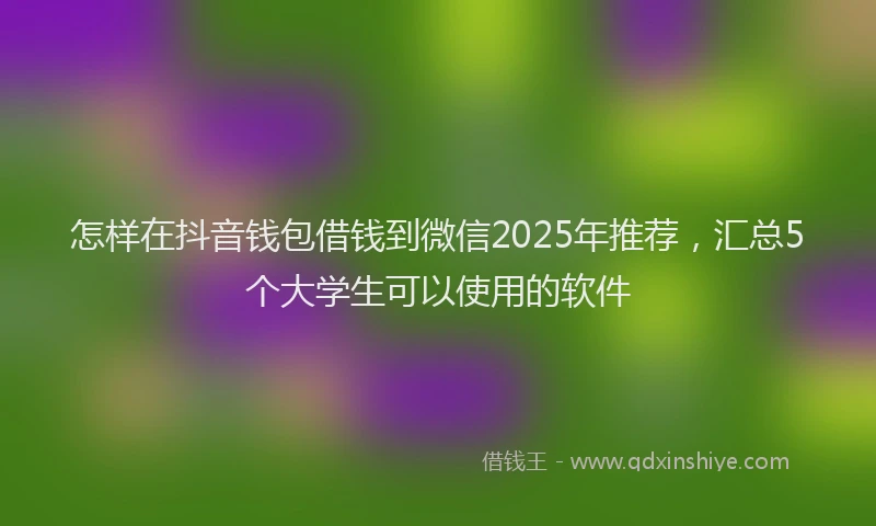 怎样在抖音钱包借钱到微信2025年推荐，汇总5个大学生可以使用的软件