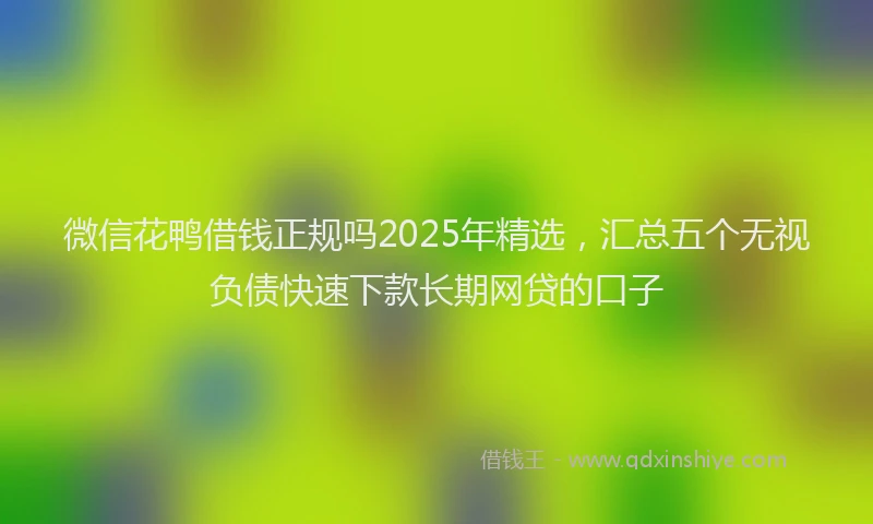 微信花鸭借钱正规吗2025年精选，汇总五个无视负债快速下款长期网贷的口子
