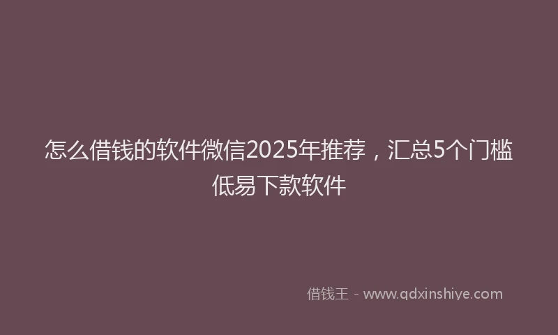 怎么借钱的软件微信2025年推荐，汇总5个门槛低易下款软件