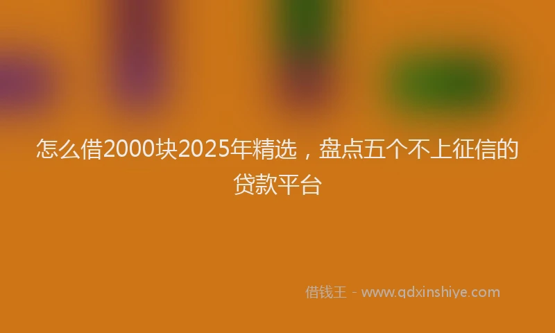 怎么借2000块2025年精选，盘点五个不上征信的贷款平台