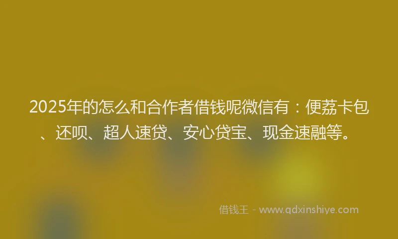 2025年的怎么和合作者借钱呢微信有：便荔卡包、还呗、超人速贷、安心贷宝、现金速融等。