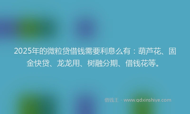 2025年的微粒贷借钱需要利息么有：葫芦花、固金快贷、龙龙用、树融分期、借钱花等。