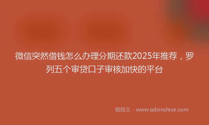 微信突然借钱怎么办理分期还款2025年推荐，罗列五个审贷口子审核加快的平台