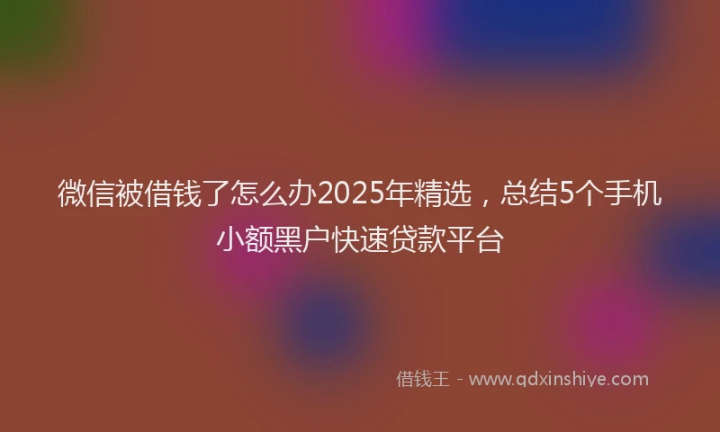 微信被借钱了怎么办2025年精选，总结5个手机小额黑户快速贷款平台