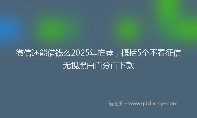微信还能借钱么2025年推荐，概括5个不看征信无视黑白百分百下款
