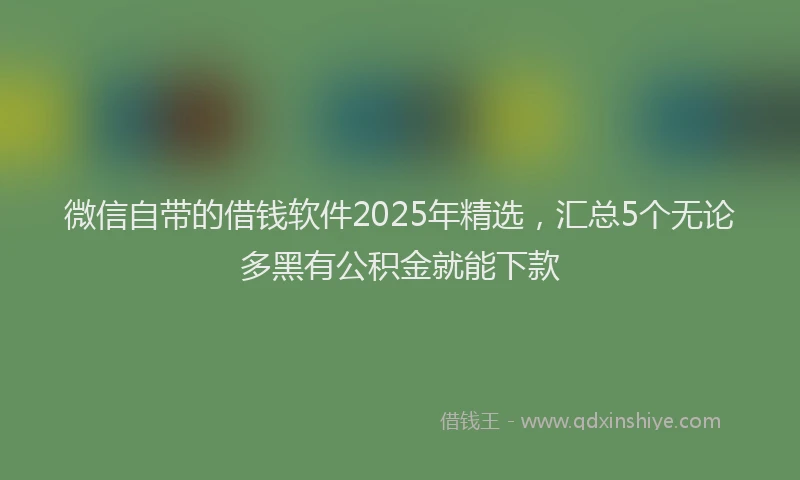 微信自带的借钱软件2025年精选，汇总5个无论多黑有公积金就能下款