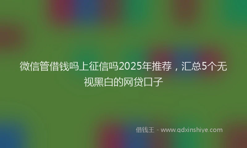 微信管借钱吗上征信吗2025年推荐，汇总5个无视黑白的网贷口子