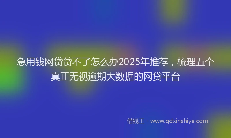 急用钱网贷贷不了怎么办2025年推荐，梳理五个真正无视逾期大数据的网贷平台
