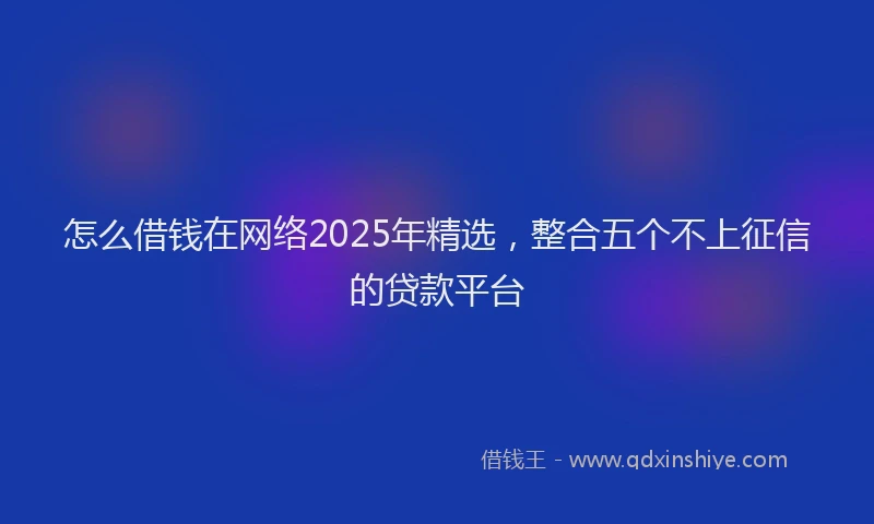 怎么借钱在网络2025年精选，整合五个不上征信的贷款平台