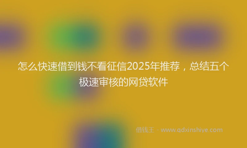 怎么快速借到钱不看征信2025年推荐，总结五个极速审核的网贷软件
