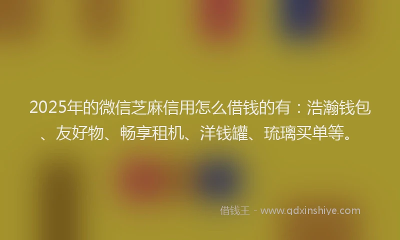 2025年的微信芝麻信用怎么借钱的有：浩瀚钱包、友好物、畅享租机、洋钱罐、琉璃买单等。