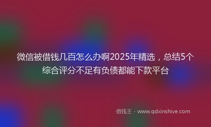 微信被借钱几百怎么办啊2025年精选，总结5个综合评分不足有负债都能下款平台