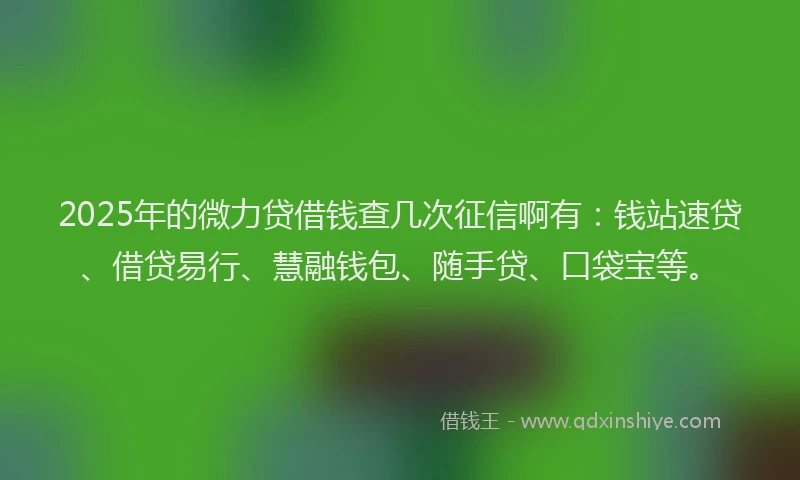 2025年的微力贷借钱查几次征信啊有：钱站速贷、借贷易行、慧融钱包、随手贷、口袋宝等。