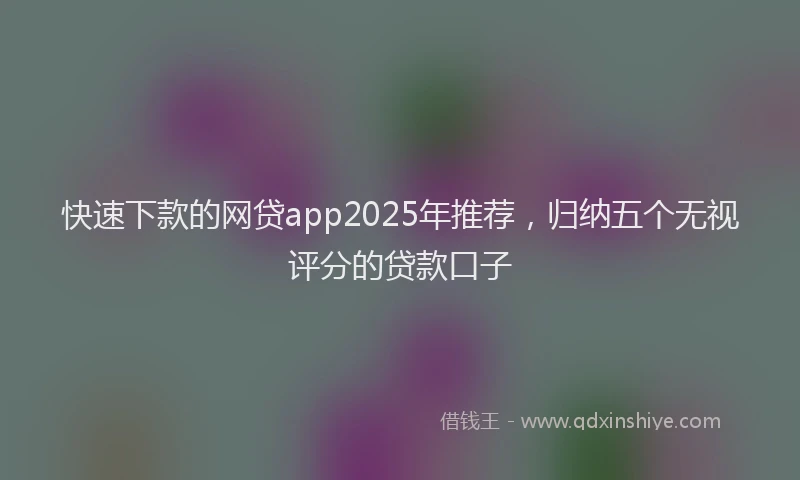 快速下款的网贷app2025年推荐，归纳五个无视评分的贷款口子