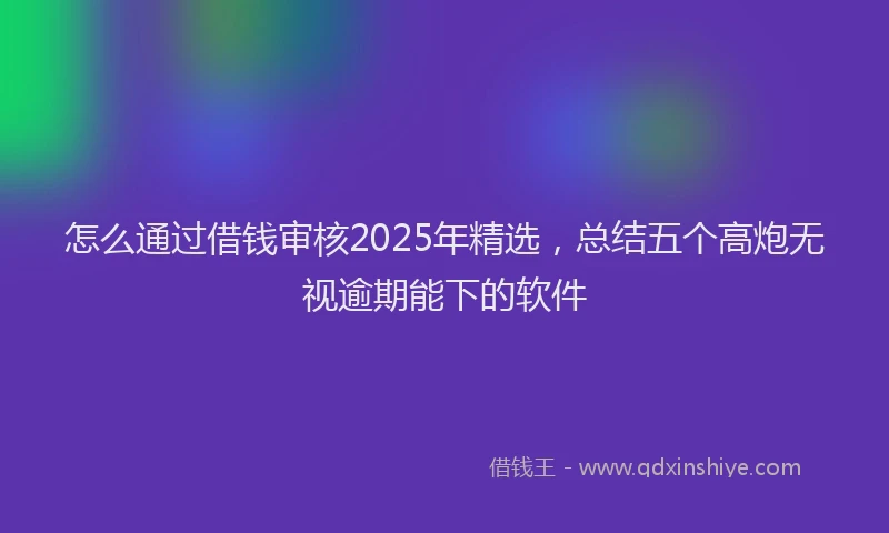 怎么通过借钱审核2025年精选，总结五个高炮无视逾期能下的软件