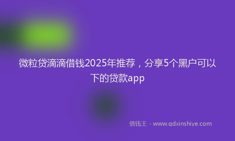 微粒贷滴滴借钱2025年推荐，分享5个黑户可以下的贷款app