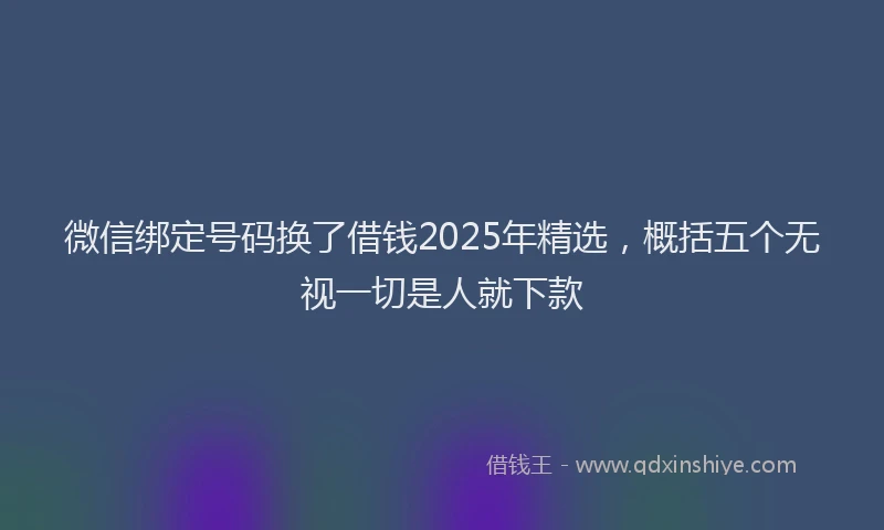 微信绑定号码换了借钱2025年精选，概括五个无视一切是人就下款