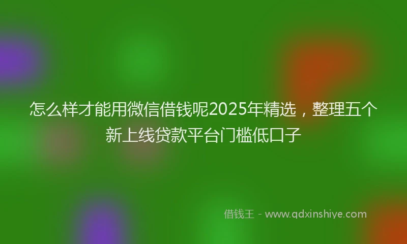 怎么样才能用微信借钱呢2025年精选，整理五个新上线贷款平台门槛低口子