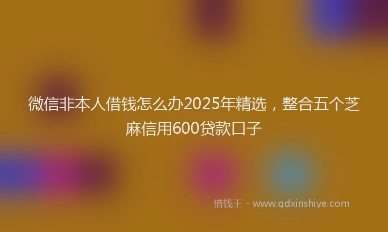 微信非本人借钱怎么办2025年精选，整合五个芝麻信用600贷款口子