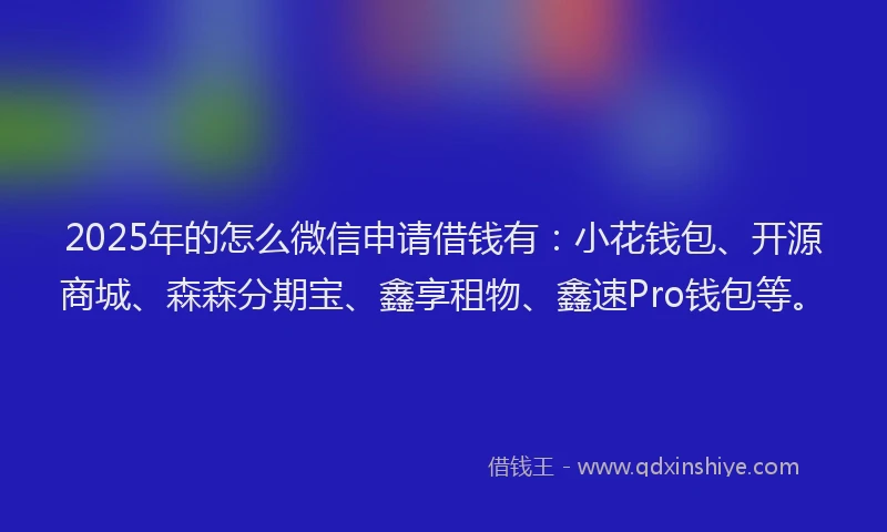 2025年的怎么微信申请借钱有：小花钱包、开源商城、森森分期宝、鑫享租物、鑫速Pro钱包等。