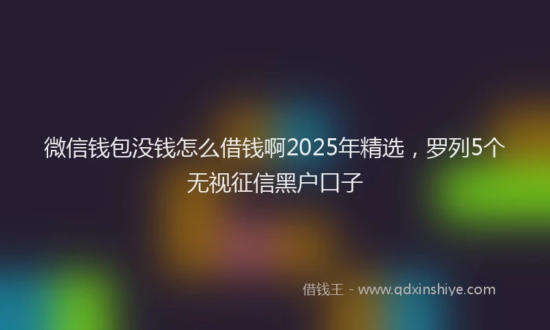 微信钱包没钱怎么借钱啊2025年精选，罗列5个无视征信黑户口子