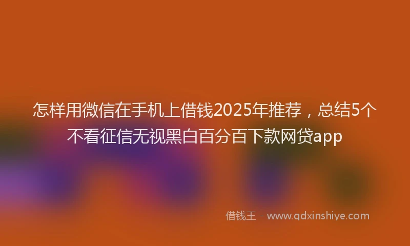 怎样用微信在手机上借钱2025年推荐，总结5个不看征信无视黑白百分百下款网贷app