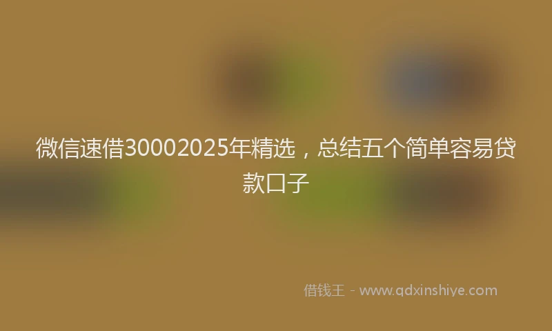 微信速借30002025年精选，总结五个简单容易贷款口子