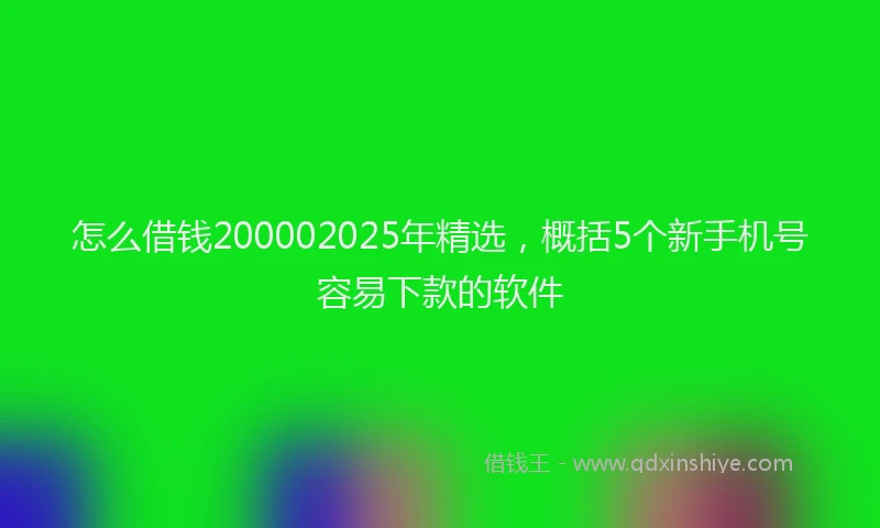 怎么借钱200002025年精选，概括5个新手机号容易下款的软件