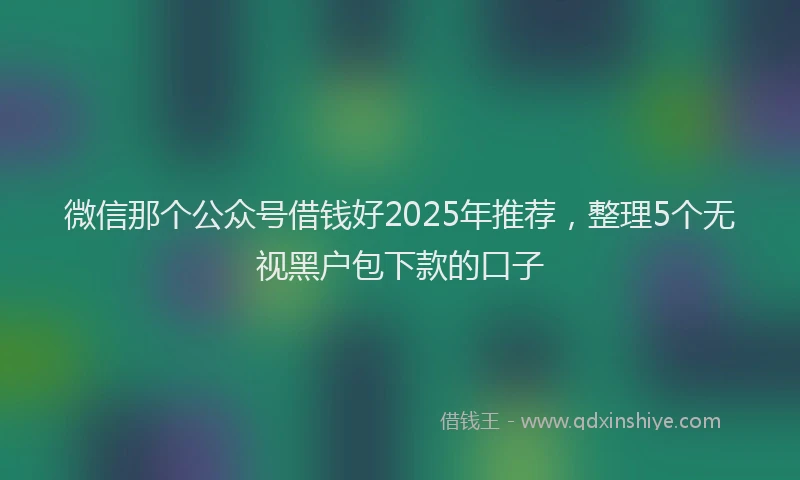 微信那个公众号借钱好2025年推荐，整理5个无视黑户包下款的口子
